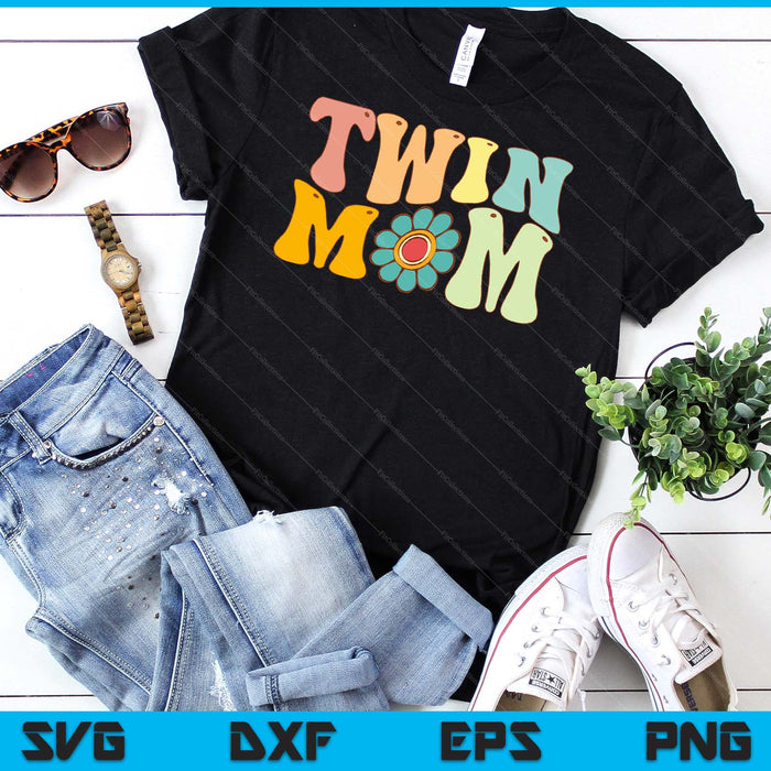 Groovy Twin Mama Mother's Day For New Mom Of Twins SVG PNG Digital Cutting Files