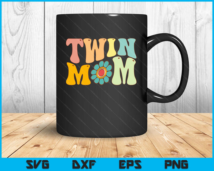 Groovy Twin Mama Mother's Day For New Mom Of Twins SVG PNG Digital Cutting Files