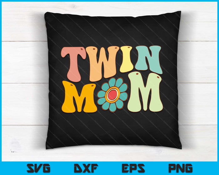 Groovy Twin Mama Mother's Day For New Mom Of Twins SVG PNG Digital Cutting Files