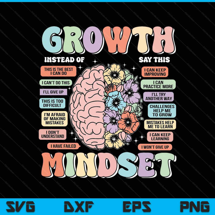 Growth mindset brain positive school classroom teacher SVG cut file