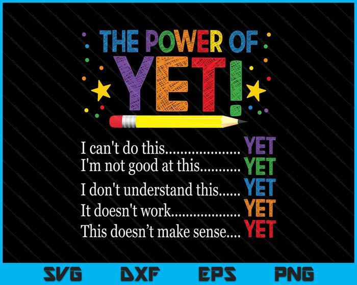 Growth Mindset Teacher Kindness Power Of Yet Inspirational SVG PNG Digital Printable Files