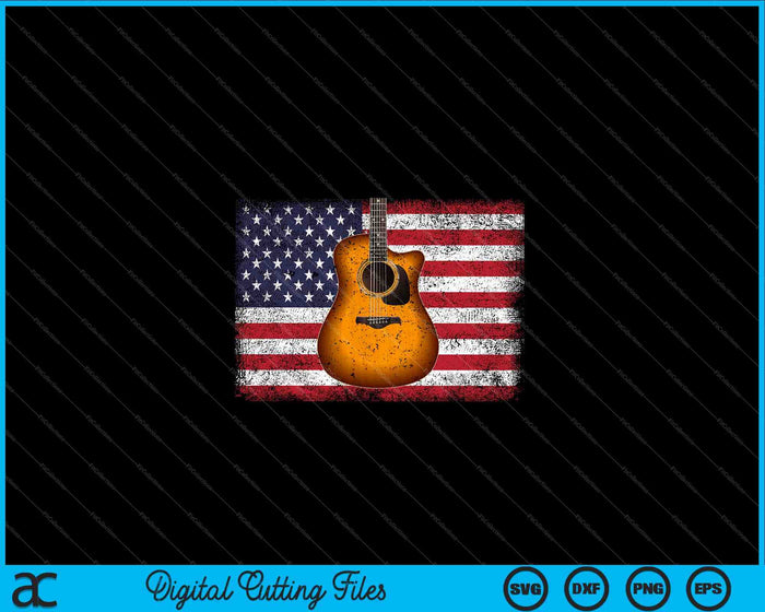 Guitar 4th of July Gift American Flag USA SVG PNG Digital Cutting Files