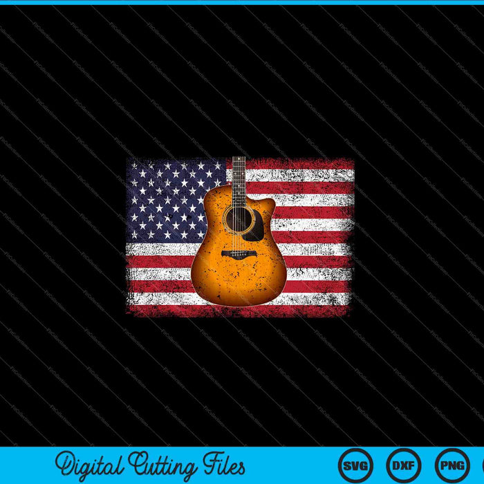 Guitar 4th of July Gift American Flag USA SVG PNG Digital Cutting Files