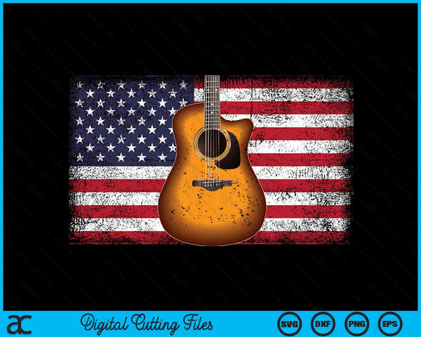 Guitar 4th of July Gift American Flag USA Country Music SVG PNG Digital Cutting Files