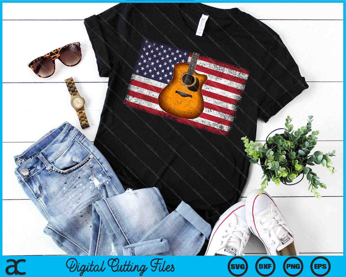 Guitar 4th of July Gift American Flag USA SVG PNG Digital Cutting Files