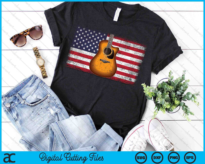 Guitar 4th of July Gift American Flag USA Country Music SVG PNG Digital Cutting Files