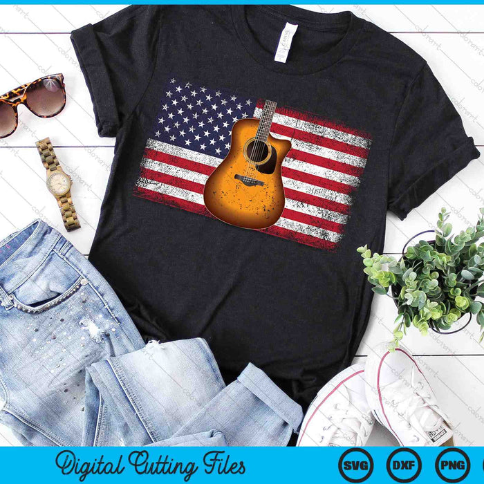 Guitar 4th of July Gift American Flag USA Country Music SVG PNG Digital Cutting Files