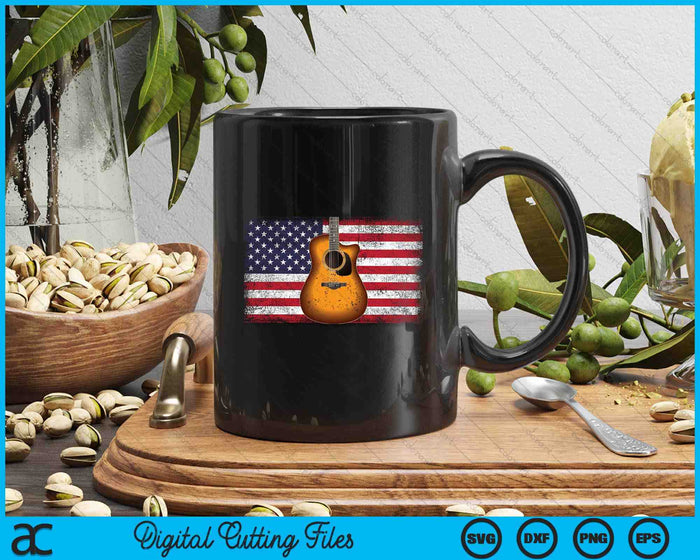 Guitar 4th of July Gift American Flag USA Country Music SVG PNG Digital Cutting Files