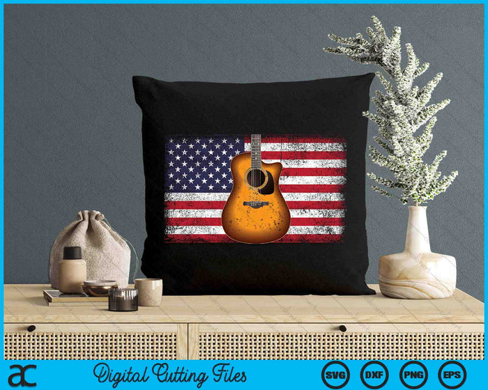 Guitar 4th of July Gift American Flag USA Country Music SVG PNG Digital Cutting Files