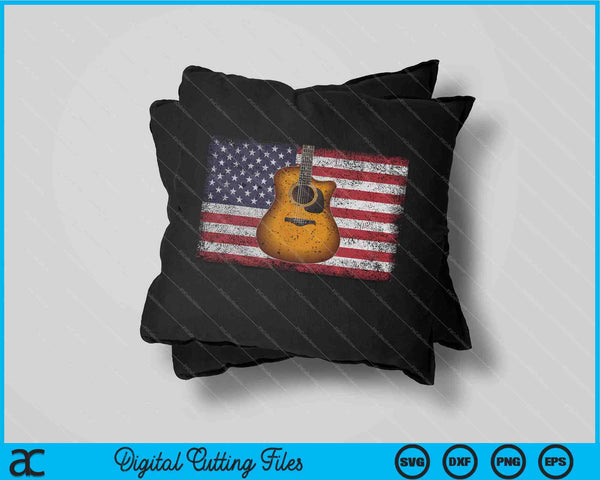 Guitar 4th of July Gift American Flag USA SVG PNG Digital Cutting Files