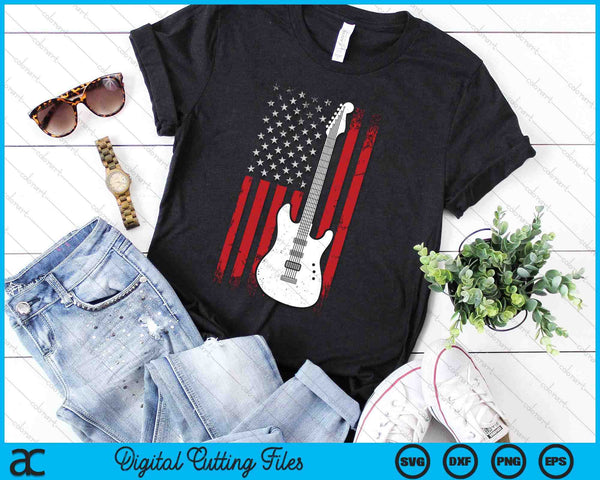 Guitar American US Flag Music Player Electric Guitarist SVG PNG Digital Printable Files