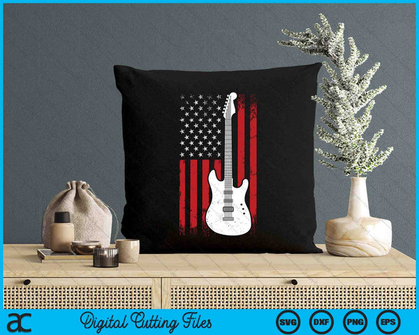 Guitar American US Flag Music Player Electric Guitarist SVG PNG Digital Printable Files