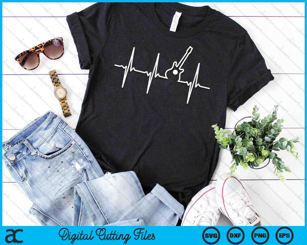 Instrumento de latido del corazón de guitarra SVG PNG Archivos de corte digital - on a t-shirt