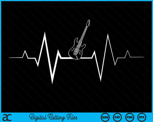 Gitaar Heartbeat muziekinstrument voor gitarist SVG PNG digitale snijbestanden