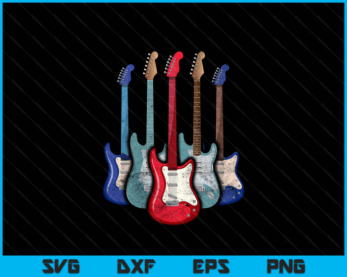 Guitar Musician Electric Guitars Player Retro Music SVG PNG Digital Printable Files