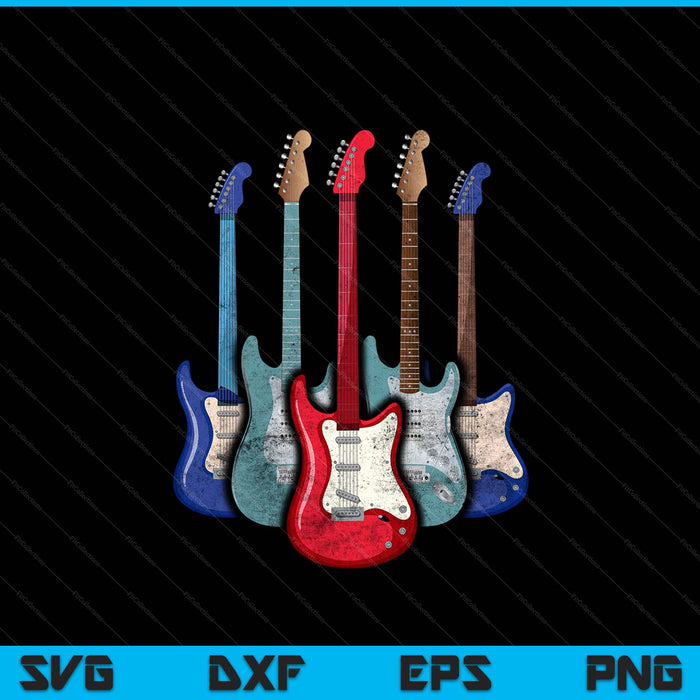 Guitar musician electric guitars player retro music SVG cut file
