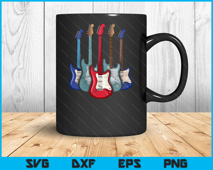 Guitar Musician Electric Guitars Player Retro Music SVG PNG Digital Printable Files