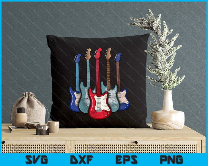 Guitar Musician Electric Guitars Player Retro Music SVG PNG Digital Printable Files