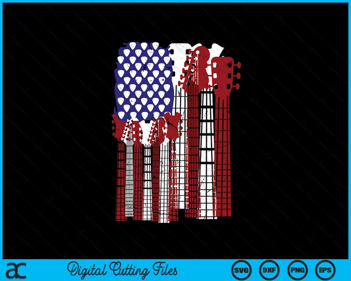 Guitar Plectrum American Flag Band SVG PNG Digital Printable Files