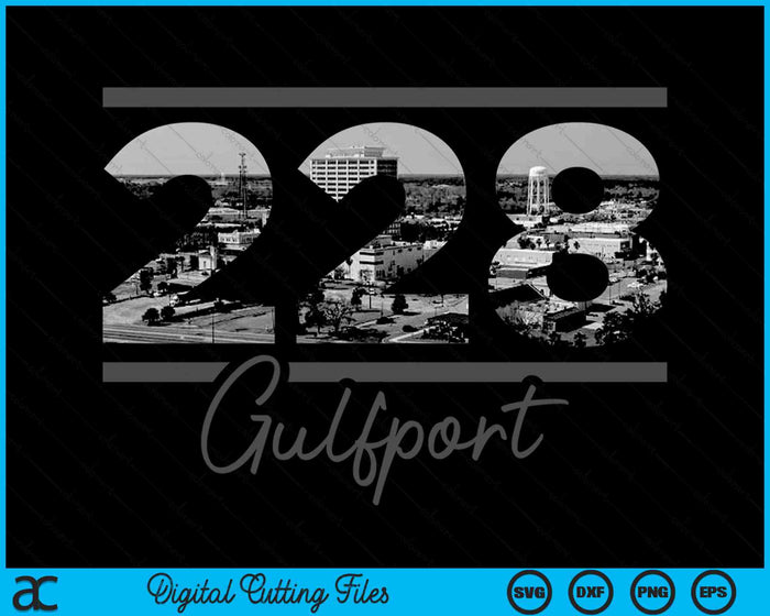Gulfport 228 Netnummer Skyline Mississippi Vintage SVG PNG digitale snijbestanden 