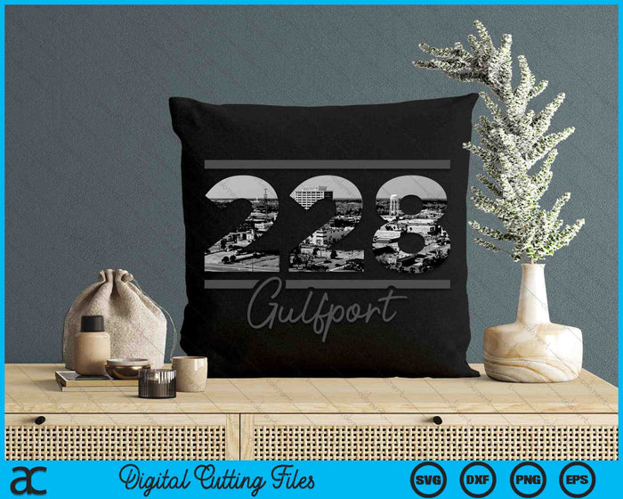 Gulfport 228 Netnummer Skyline Mississippi Vintage SVG PNG digitale snijbestanden 