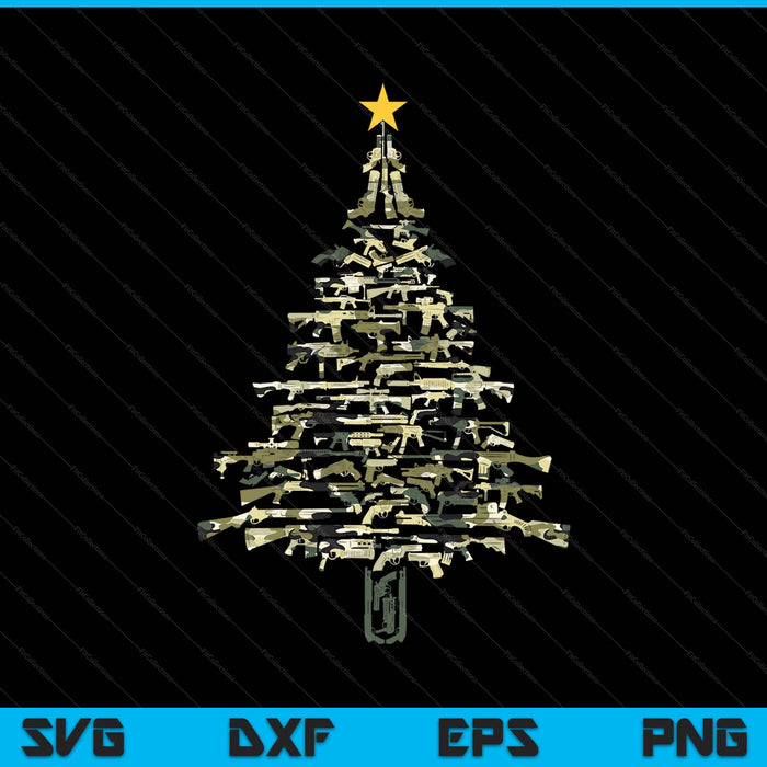 Guns Christmas Tree - Camo Print Xmas Gift For Gun Lover SVG PNG Digital Printable Files