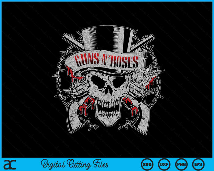 Guns N' Roses hoge hoed schedel SVG PNG digitale snijbestanden