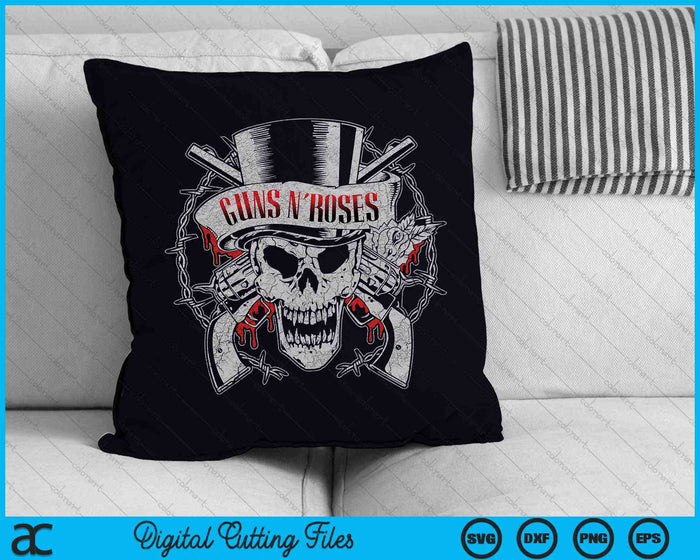 Guns N' Roses Top Hat Skull SVG PNG Archivos de corte digital