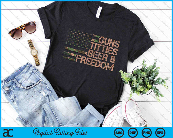 Guns Titties Beer & Freedom Funny Drinking USA Flag SVG PNG Digital Cutting Files