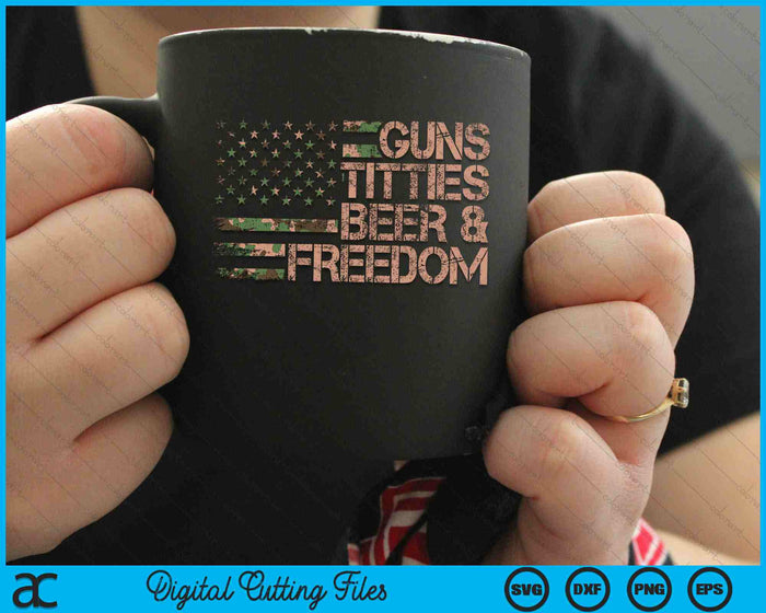 Guns Titties Beer & Freedom Funny Drinking USA Flag SVG PNG Digital Cutting Files