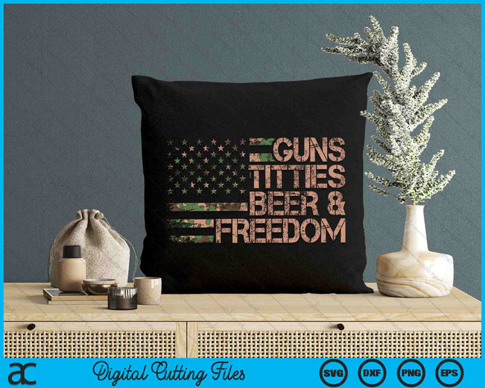 Guns Titties Beer & Freedom Funny Drinking USA Flag SVG PNG Digital Cutting Files