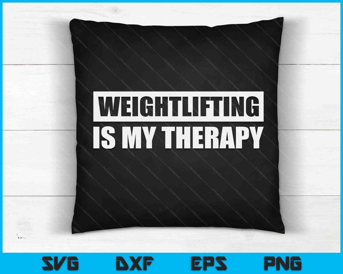Gym minnaar geschenken gewichtheffen is mijn therapie grappige training SVG PNG digitale afdrukbare bestanden