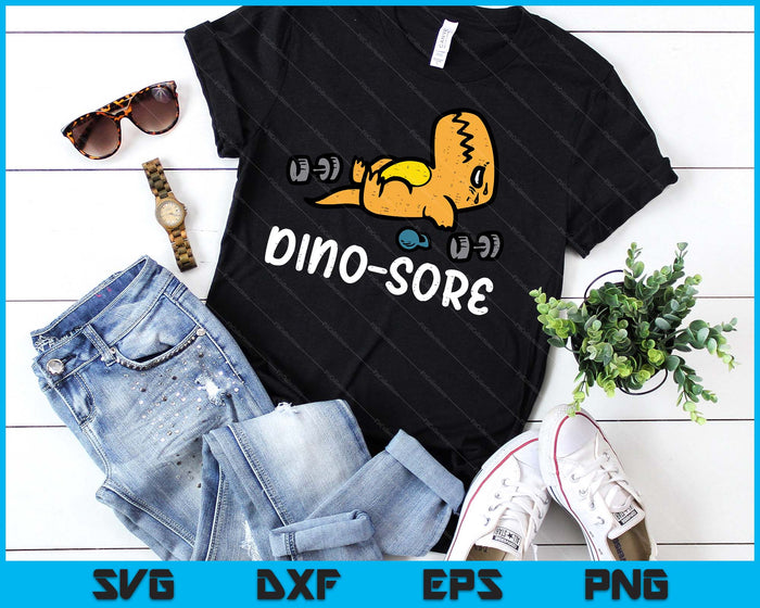 Gym Workout Dino Sore Exercise Fitness SVG PNG Digital Printable Files