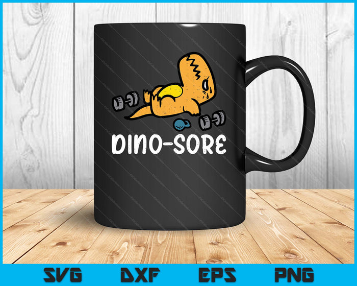 Gym Workout Dino Sore Exercise Fitness SVG PNG Digital Printable Files