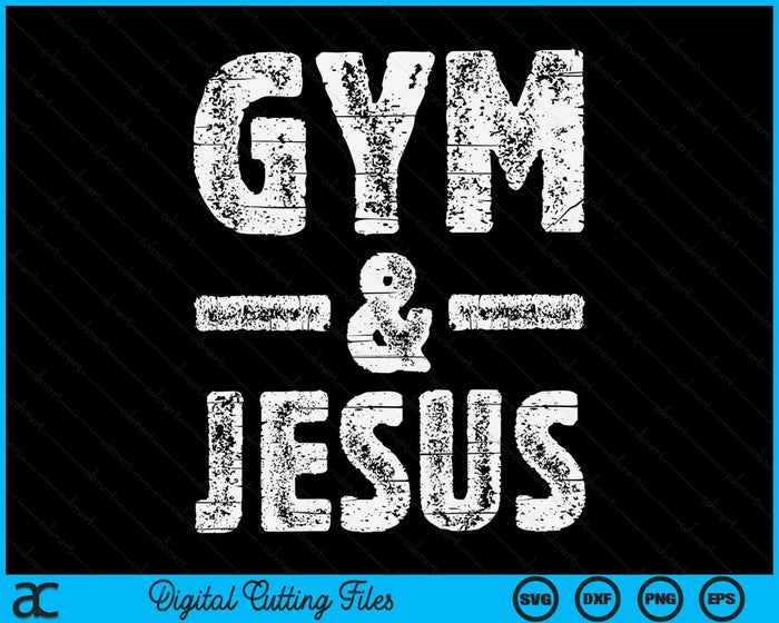 Gym & Jesus Christian Workout Fitness SVG PNG digitale afdrukbare bestanden