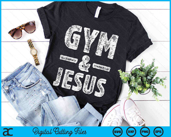 Gym &amp; Jesus Christian Workout Fitness SVG PNG digitale afdrukbare bestanden