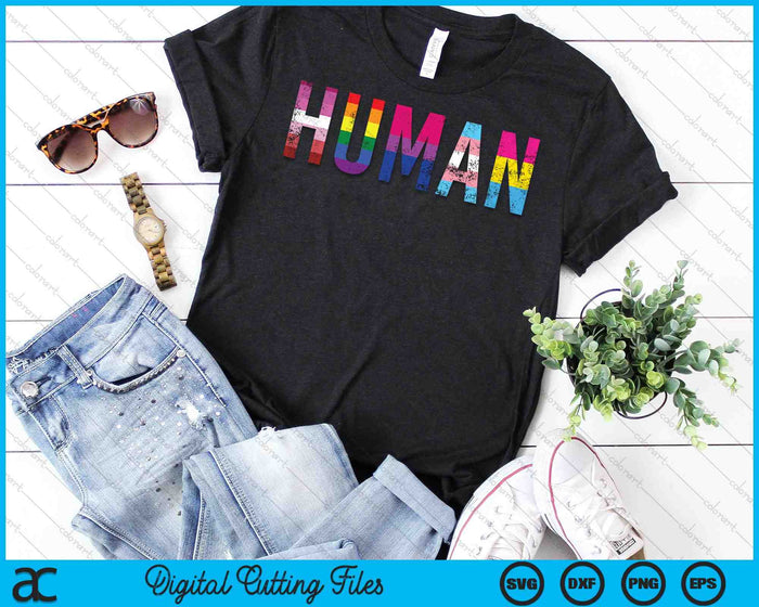 HUMAN LGBT Flag Gay Pride Month Transgender Rainbow Lesbian SVG PNG Digital Cutting Files