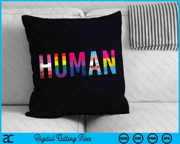 HUMAN LGBT Flag Gay Pride Month Transgender Rainbow Lesbian SVG PNG Digital Cutting Files