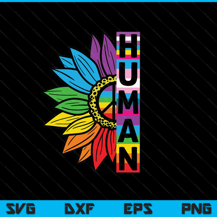 HUMAN sunflower LGBT flag gay pride month LGBTQ SVG cut file