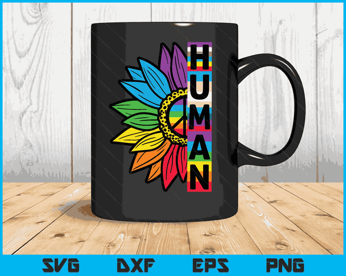 HUMAN Sunflower LGBT Flag Gay Pride Month LGBTQ SVG PNG Digital Cutting Files