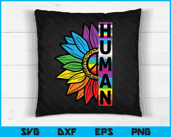 HUMAN Sunflower LGBT Flag Gay Pride Month LGBTQ SVG PNG Digital Cutting Files