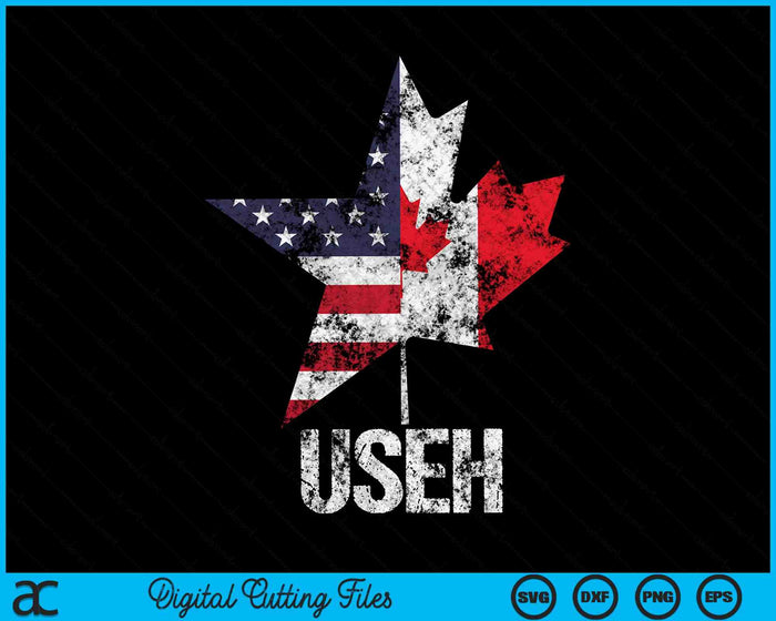 Half Canadian American USEH Canada USA Flag SVG PNG Digital Cutting Files