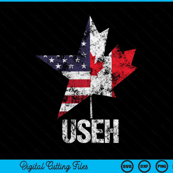 Medio canadiense americano USEH Canadá EE.UU. Bandera SVG PNG Archivos de corte digital