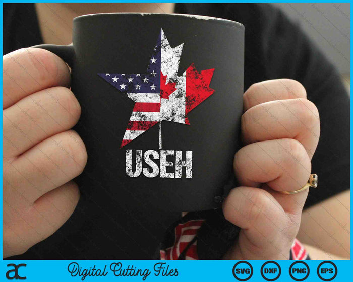 Half Canadian American USEH Canada USA Flag SVG PNG Digital Cutting Files