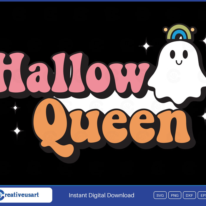 Hallow Queen ghost Halloween SVG design on black background
