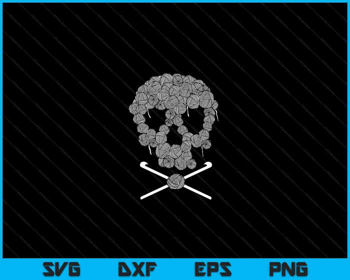 Halloweeen Cráneo Crochet Amantes Hilo Divertido Esqueleto regalo SVG PNG Archivo de corte digital