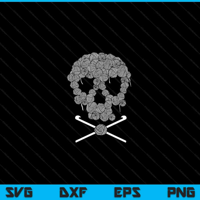 Halloweeen Cráneo Crochet Amantes Hilo Divertido Esqueleto regalo SVG PNG Archivo de corte digital