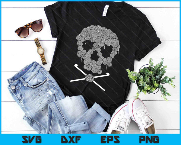 Halloweeen Cráneo Crochet Amantes Hilo Divertido Esqueleto regalo SVG PNG Archivo de corte digital - on a t-shirt