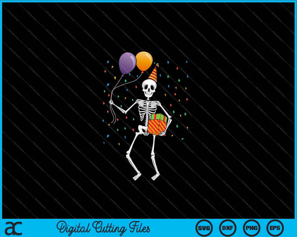 Traje de fiesta de cumpleaños de Halloween Esqueleto SVG PNG Archivos de corte digital