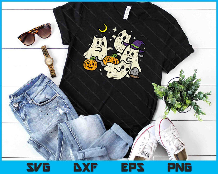 Halloween Black Cats Ghosts Costume Women Girls Kids Toddler SVG PNG Digital Cutting Files